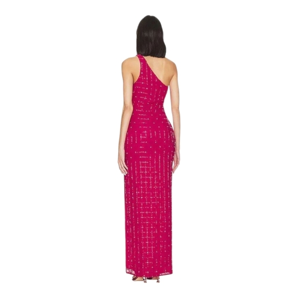 $585 KHANUMS x Revolve One Shoulder Gown in Ruby - Picture 3 of 3